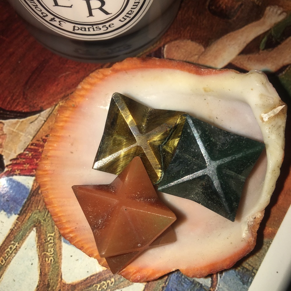 Merkaba crystal star gemstone- autumn themed carnelian tigers eye moss agate